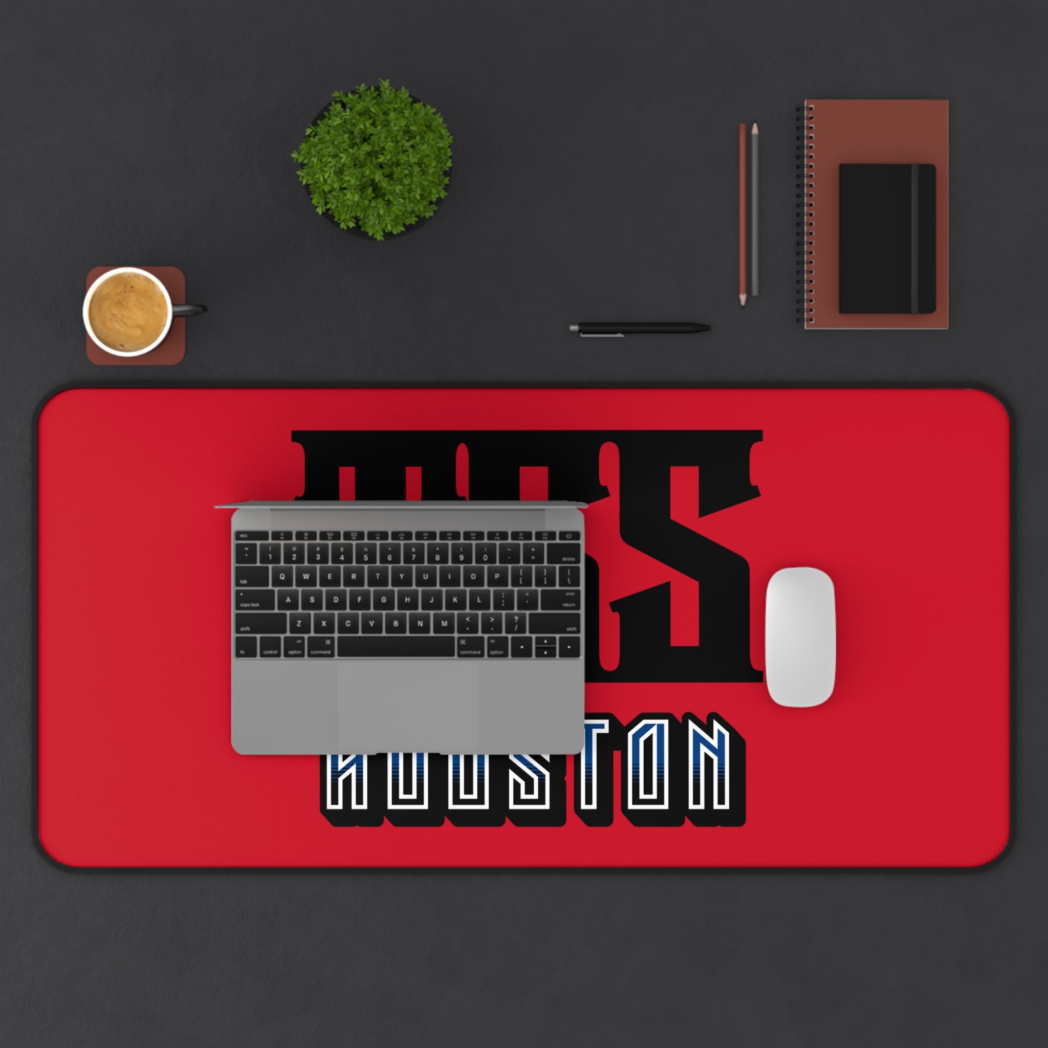 Houston TSS Gaming Desk Mat - Red & Black Mouse Pad for Gamers & Office Use