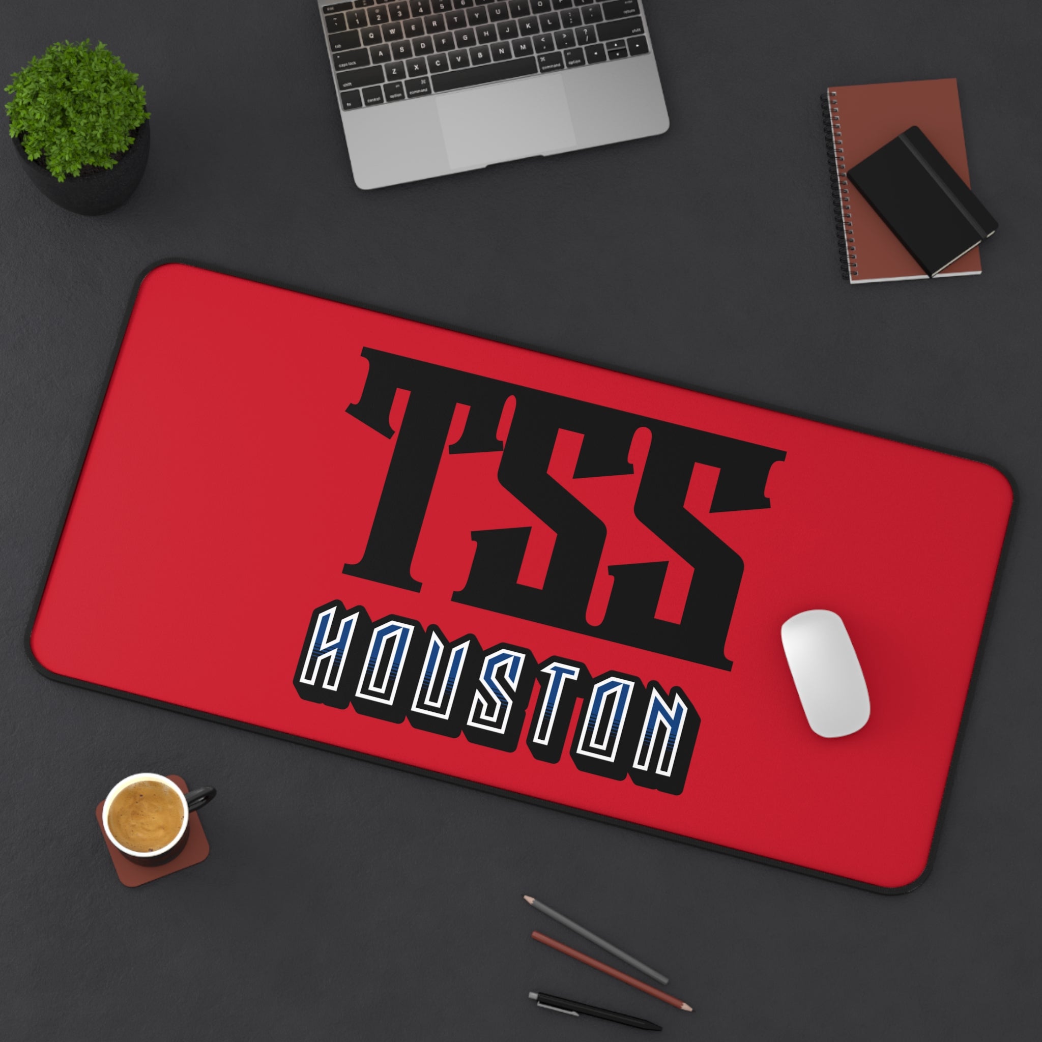 Houston TSS Gaming Desk Mat - Red & Black Mouse Pad for Gamers & Office Use