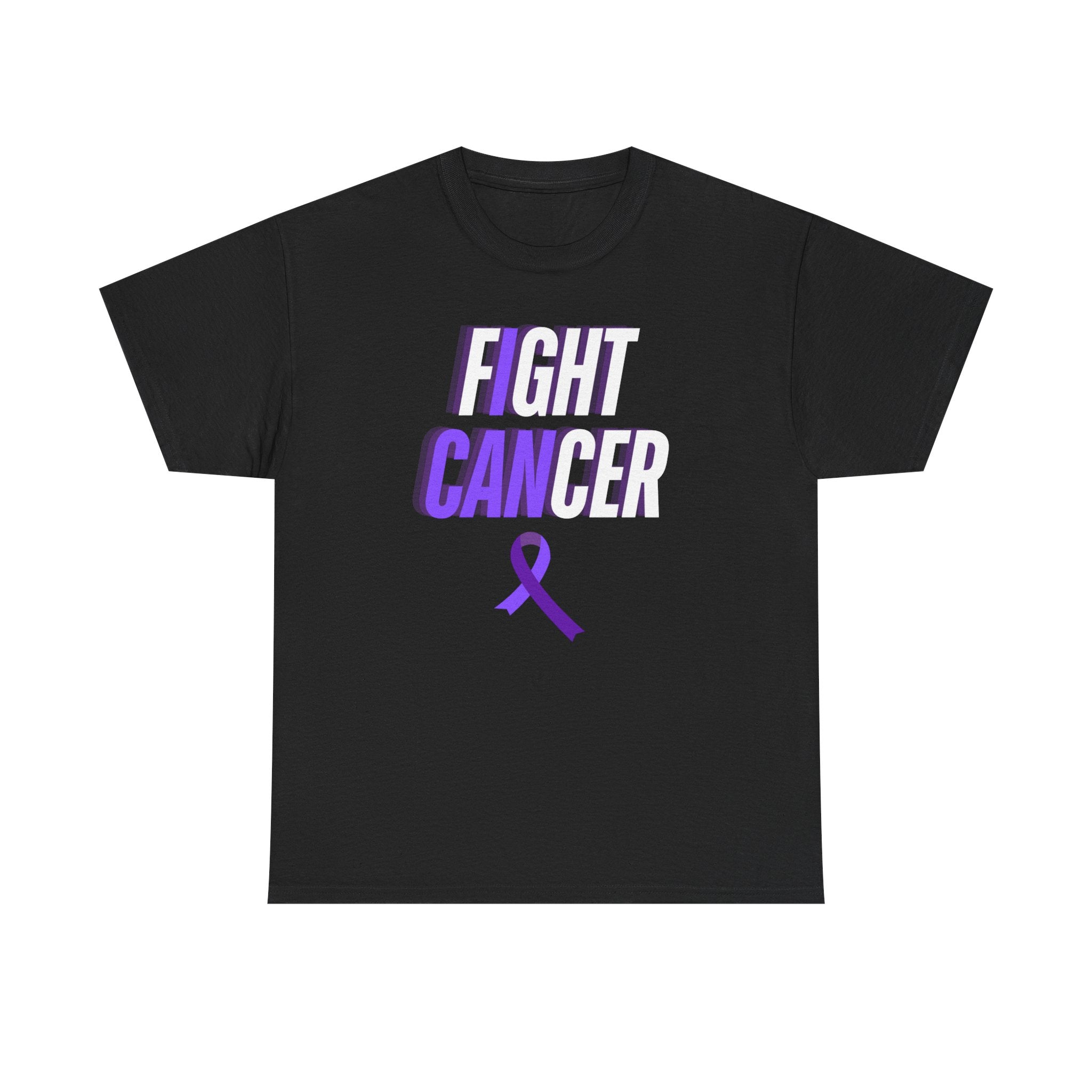 2 Fight Cancer T‑Shirt with Purple Ribbon — Cancer Awareness Tee