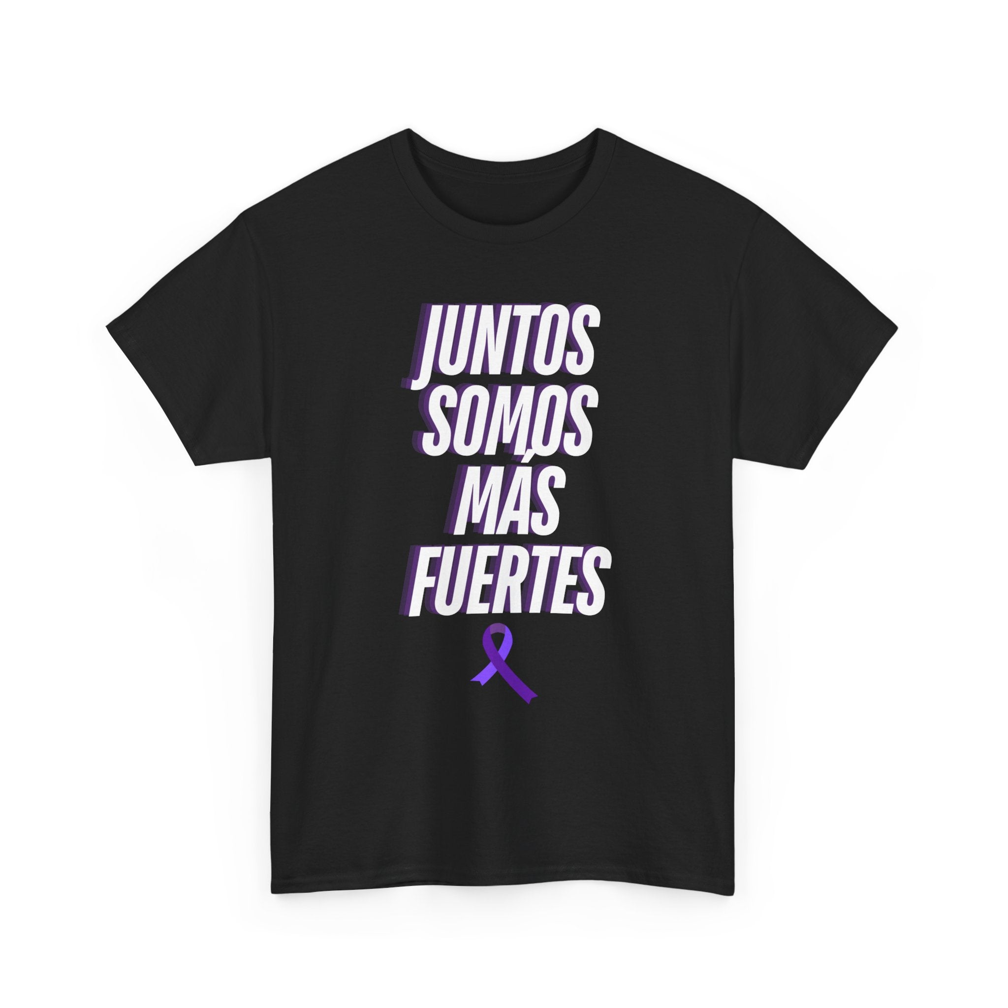 3 T-Shirt — "Juntos Somos Más Fuertes" Purple Ribbon Support Tee