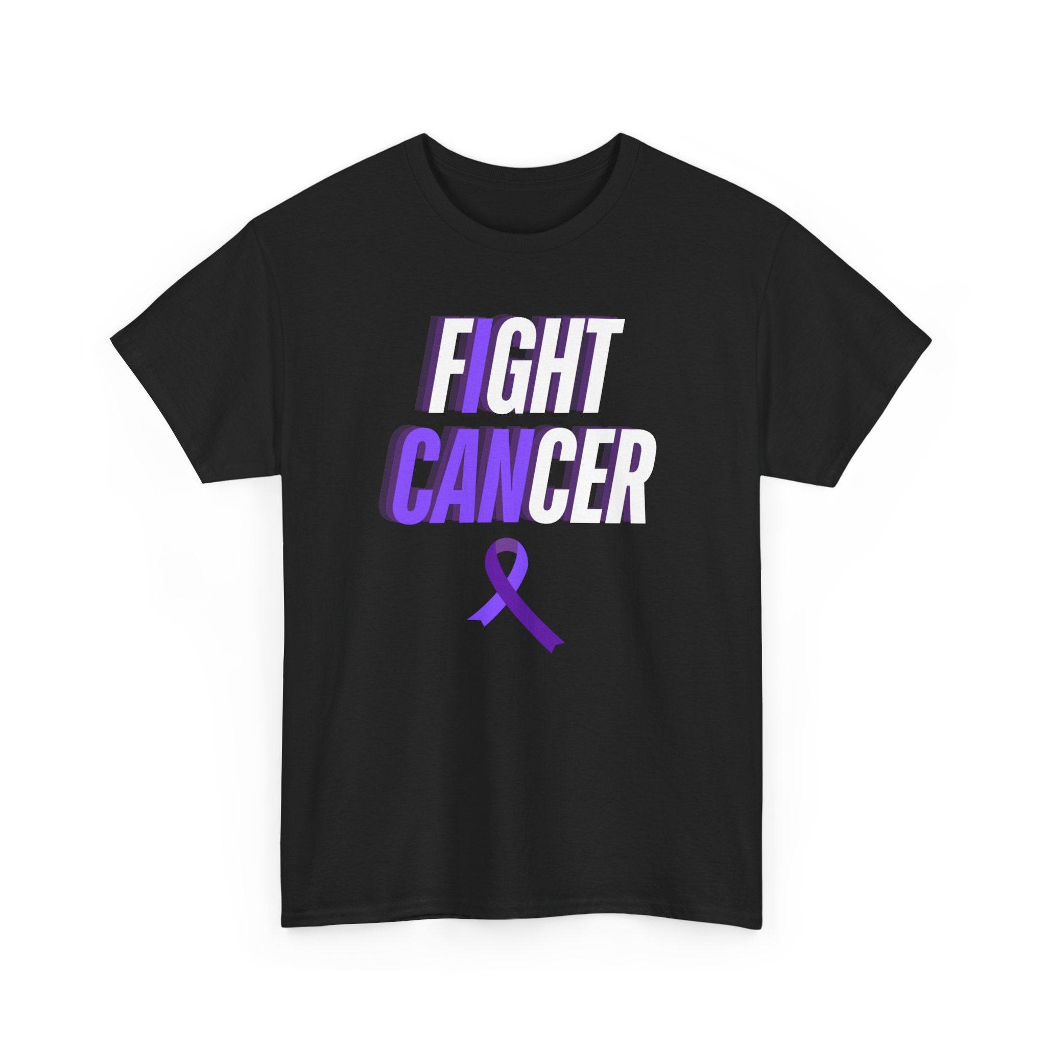 2 Fight Cancer T‑Shirt with Purple Ribbon — Cancer Awareness Tee